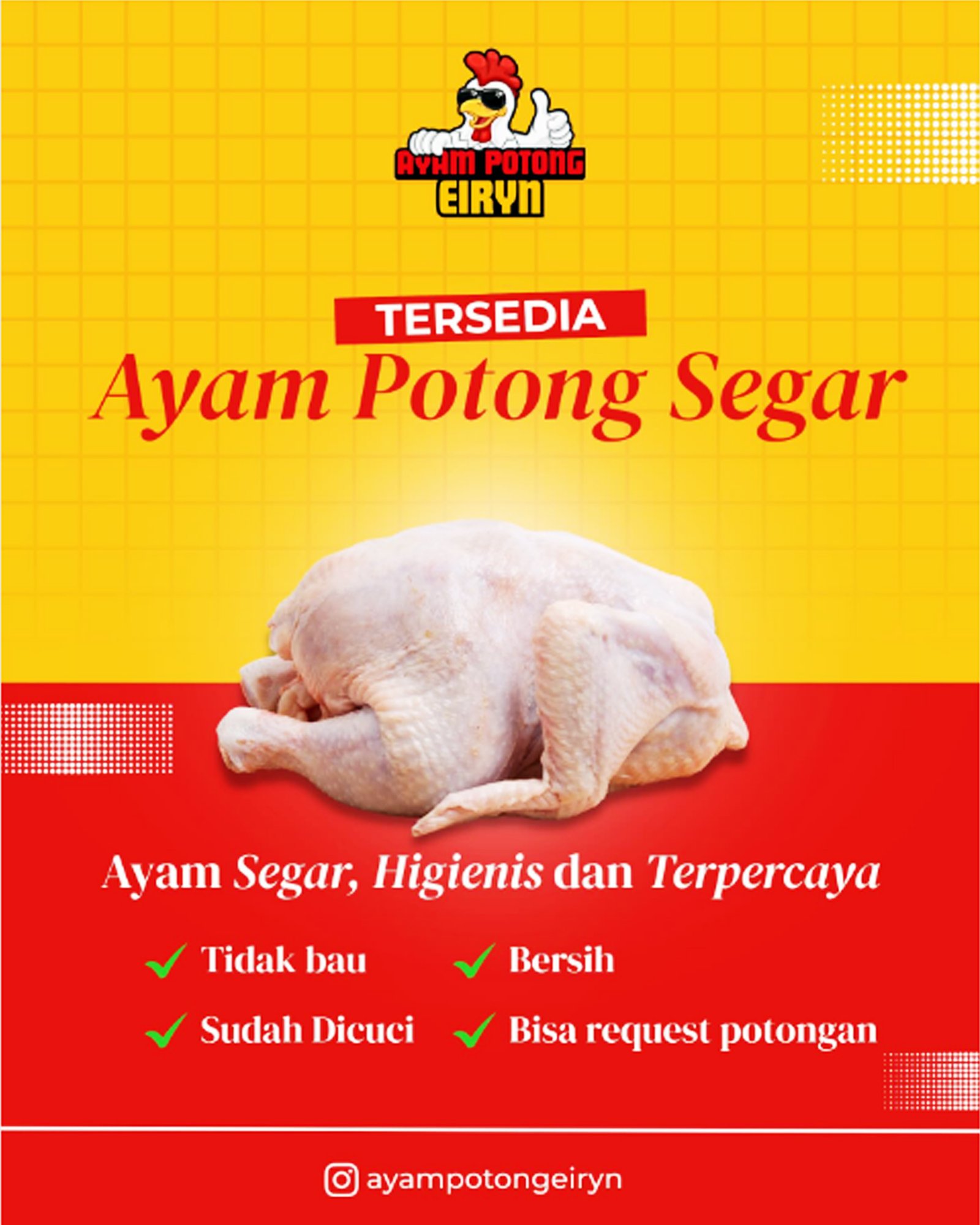 Ayam Potong Eiryn, Berkualitas, Bersih dan Segar
