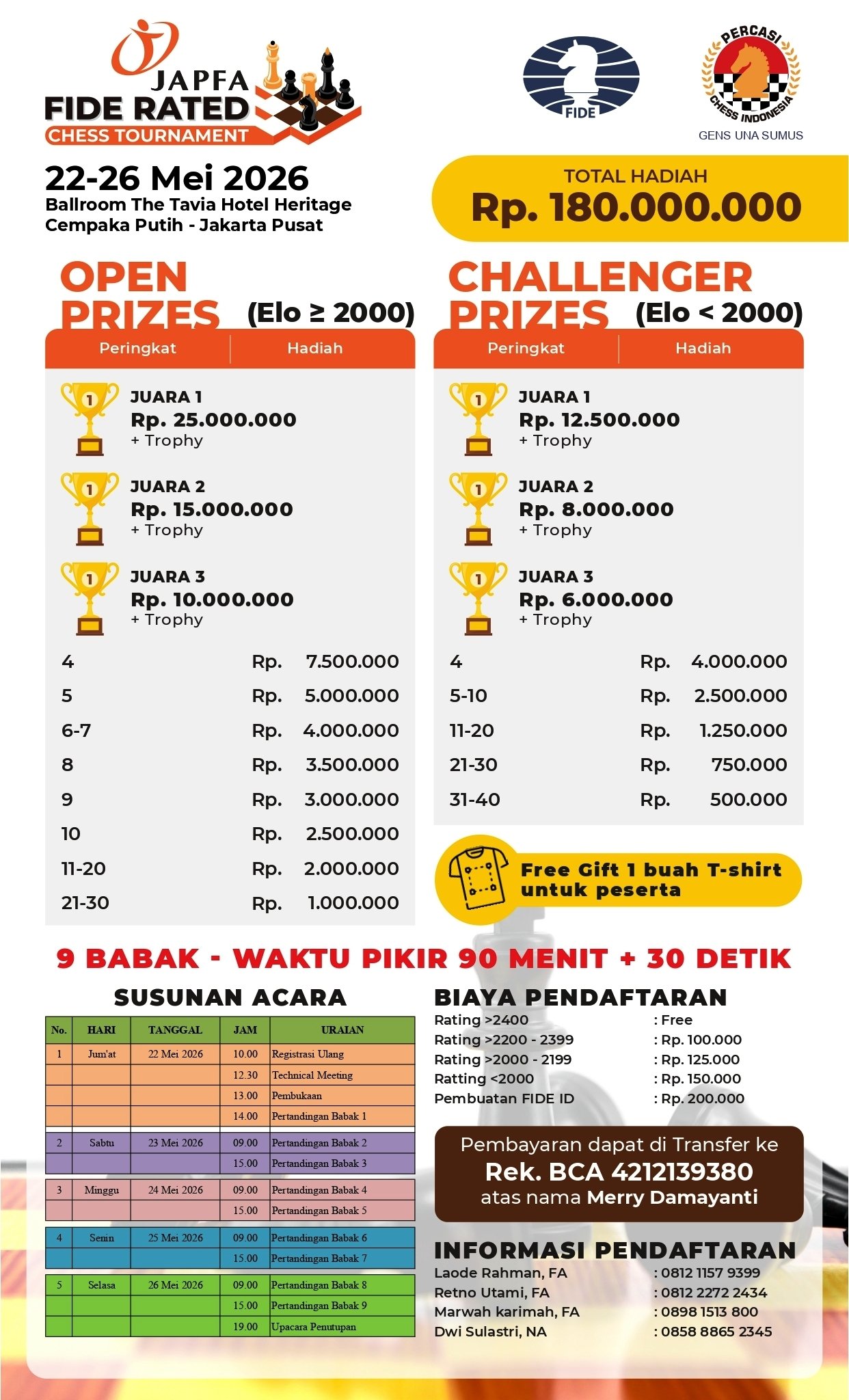 JAPFA Kembali Gelar FIDE Rated 2026, Wadah Pecatur Indonesia Kejar Gelar Internasional